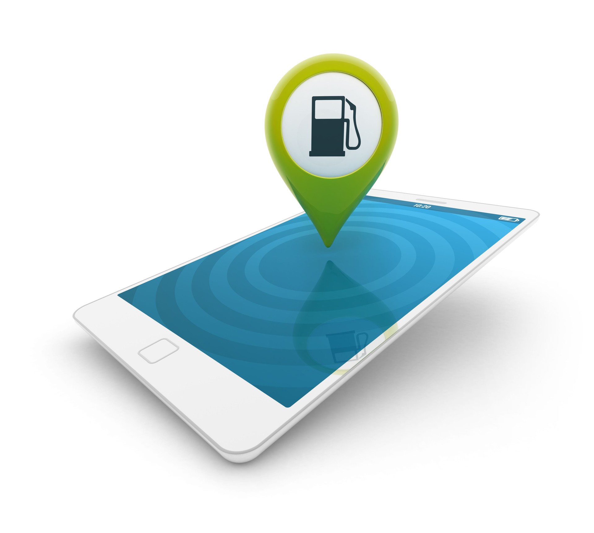 3d smartphone - Map pointer with gas station icon